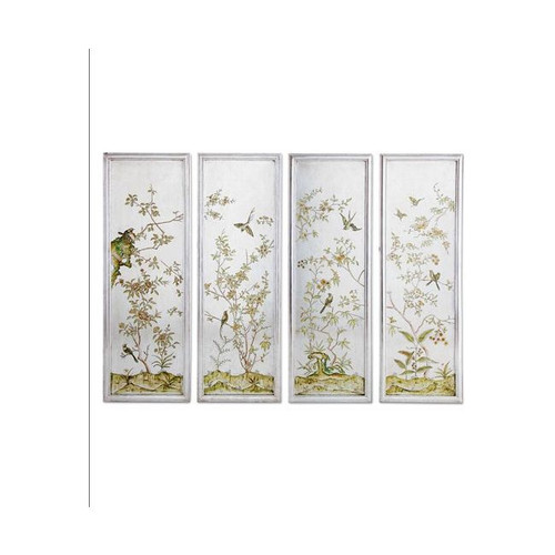 Silver Leaf Bird Wall Panel S/4