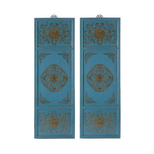 Turquosie Gold Gilt Medallion Wall Panel S/2
