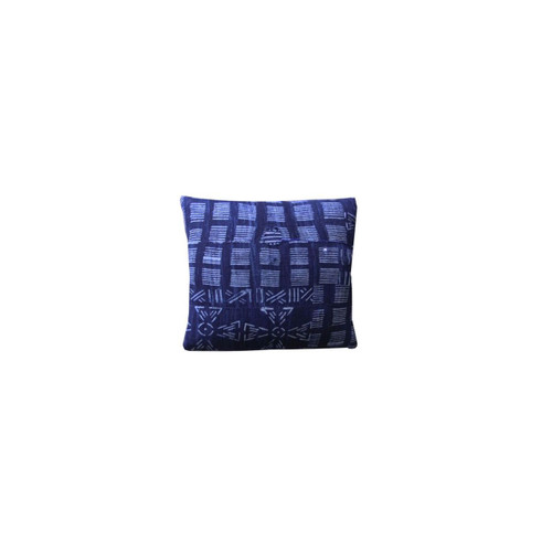 Vintage Indigo Mudcloth Pillow - Lines & Pinwheels