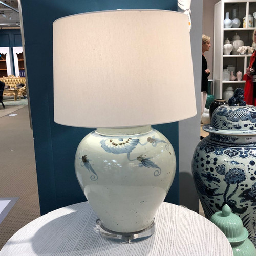 Blue & White Silla Longevity Wide Mouth Porcelain Jar Lamp