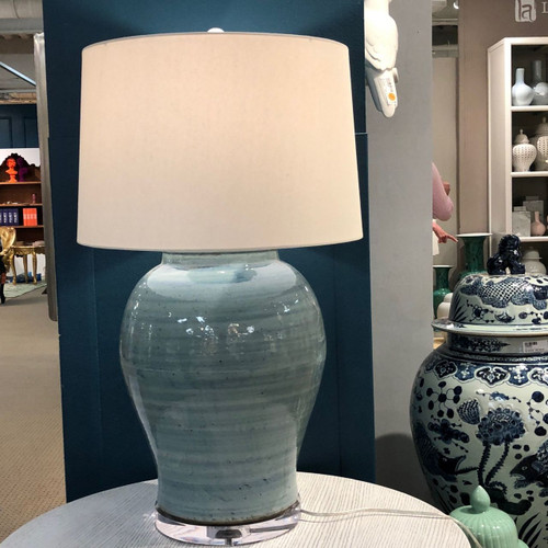 Light Blue Open Mouth Porcelain Jar Large Lamp