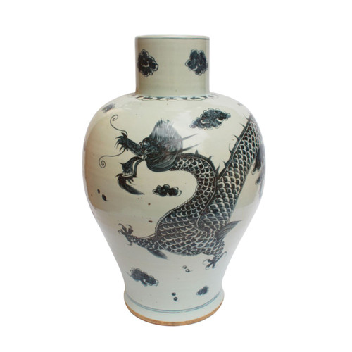 Blue & White Baluster Dynasty Porcelain Vase Dragon