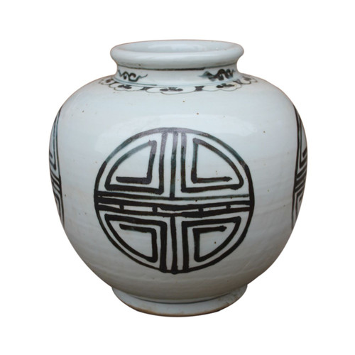 Blue & White Yuan Longevity Open Top Porcelain Jar