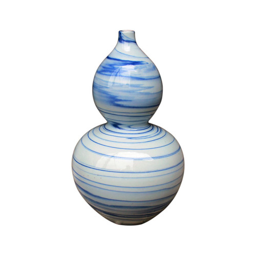Blue And White Marblized Gourd Porcelain Vase