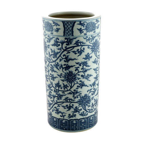Blue & White Twisted Lotus Umbrella Stand Porcelain Vase