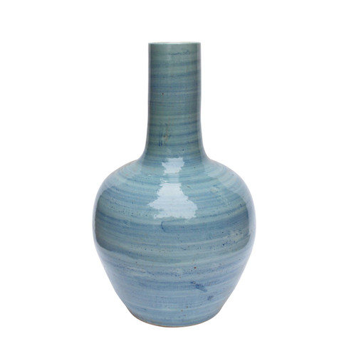 Light Blue Globular Porcelain Vase Large