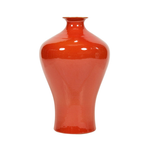 #1803-OC Orange Crackle  Prunus Porcelain Vase