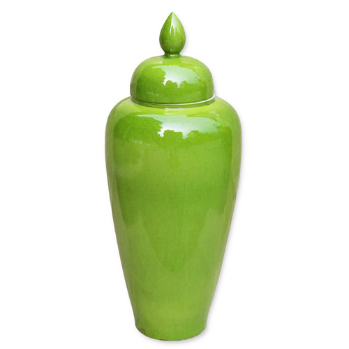 Ritual Porcelain Jar W Pendant Lid - Lime Green