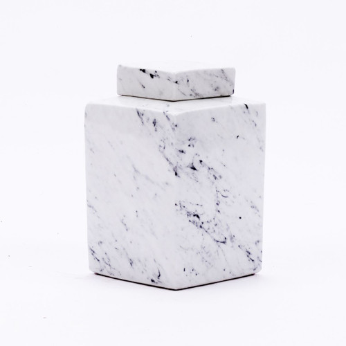 Square Porcelain Jar Marblized Porcelain Small