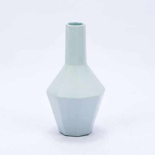White Hex Spindle Porcelain Vase Small