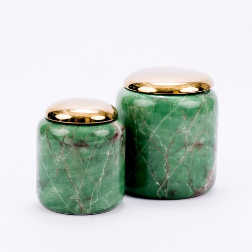 Jade Green Lidded Porcelain Jar Large