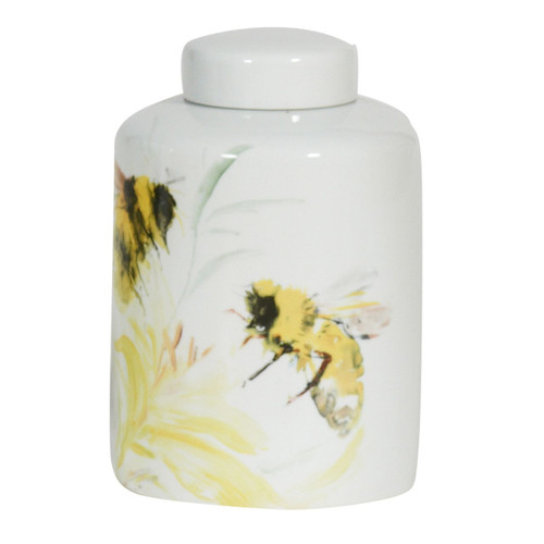 Colored Bee Round Tea Porcelain Jar Small