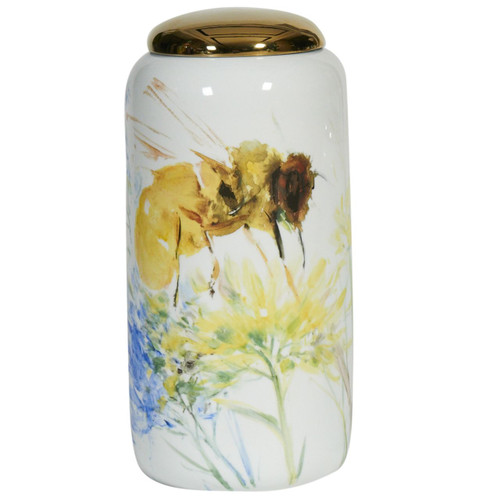Colored Bee Cylinder Porcelain Jar Large