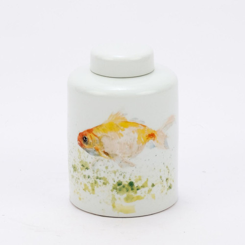 Colored Fish Round Tea Porcelain Jar Small