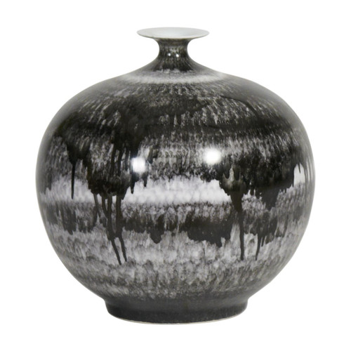 Black and White Drip Pomegranate Porcelain Vase