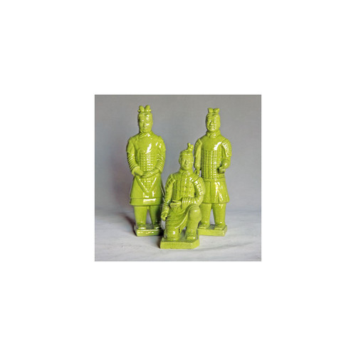 Qin Warrior Statue Set of 3 - Lime Green