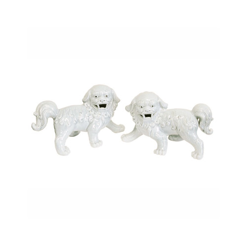 Porcelain Walking Foo Dog Pair White -  L