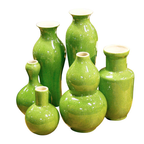 Set of 6 Assorted Vases - Lime Green
