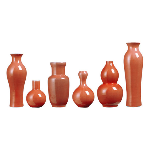 Set of 6 Assorted Vases - Orange Crackle