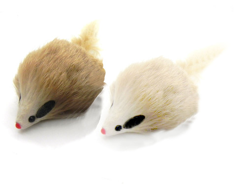 Real Rabbit fur Long Hair Mouse cat Toy - Carmel Color