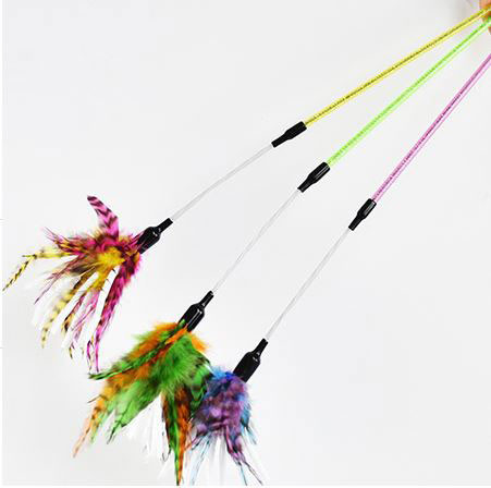Feather  Crinkle Teaser Cat Toy Teaser Wand - 1Pk
