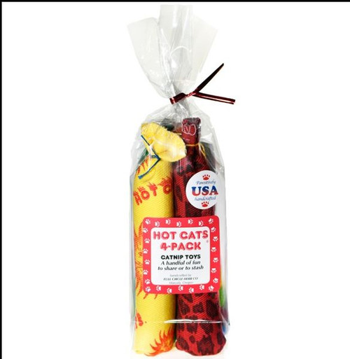 HotCat Catnip Sausage Toys 4 Pack - Package of Four (4) Hot Cat Catnip Sausages