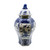 Blue & White Hexagonal Floral Bird Medallion Temple Porcelain Jar