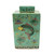 Green Square Tea Porcelain Jar Fish Motif