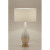 Table Lamp with White Shade / Ceramic High Gloss Lacquered Wooden Base