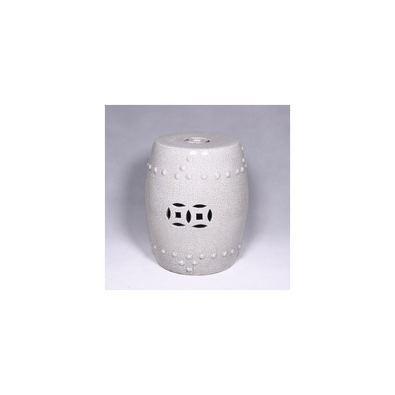 Off-White Crackle Porcelain Garden Stool