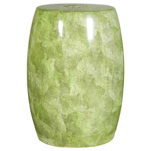 Mustard Green Barrel Porcelain Garden Stool