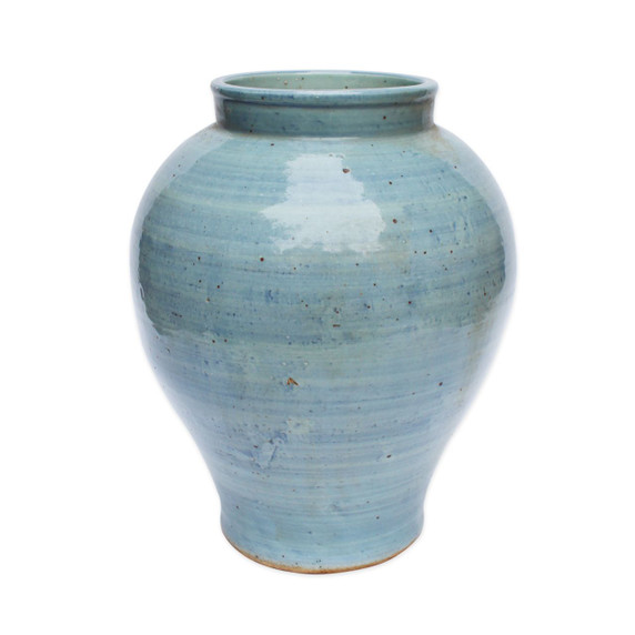Light Blue Open Mouth Porcelain Jar Large