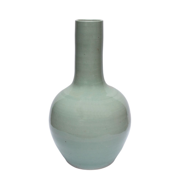 Mint Green Globular Porcelain Vase Large
