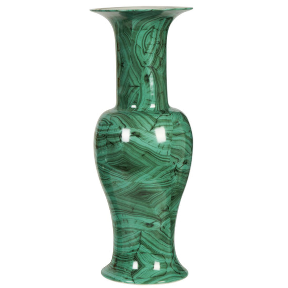 Forest Green Baluster Porcelain Vase Large
