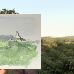 A view of a castle ruin