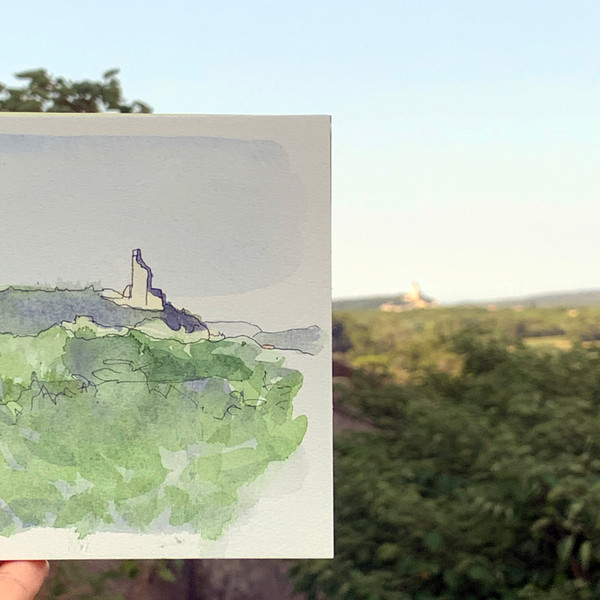 A view of a castle ruin