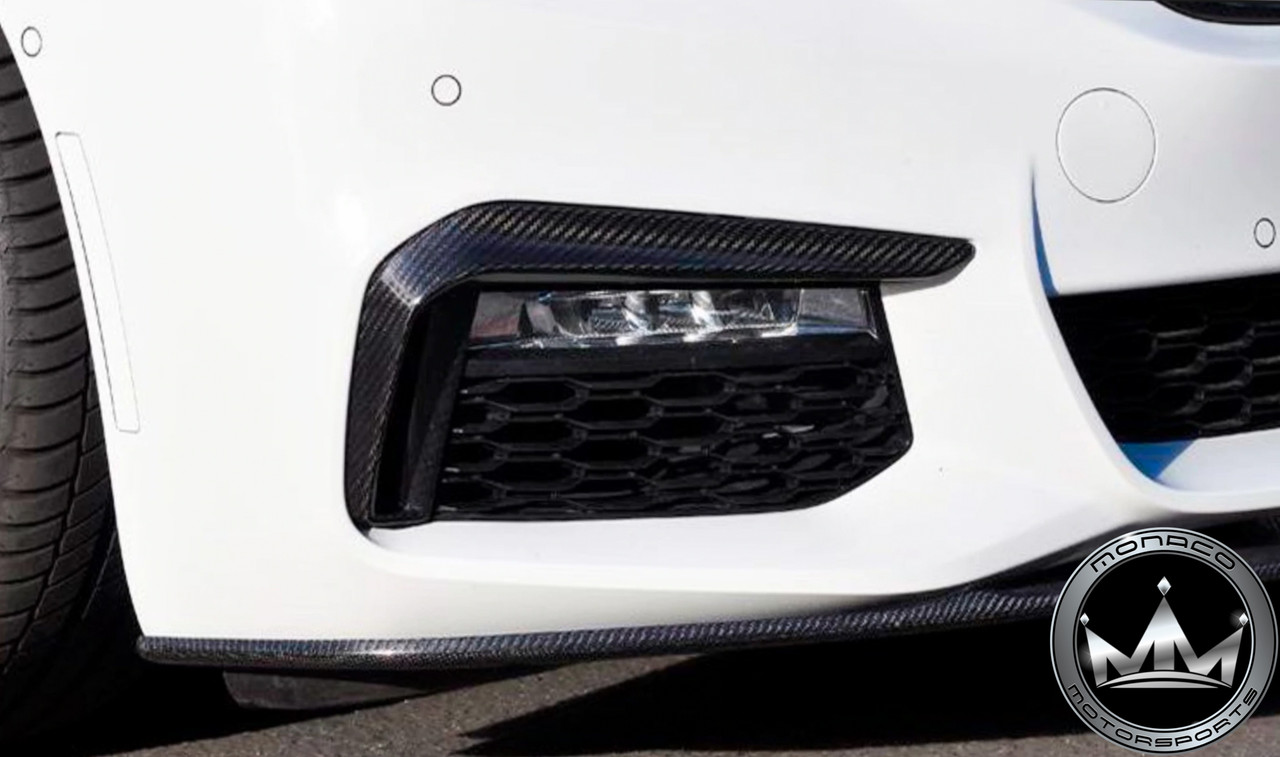 BMW G30 5 Series Carbon Fiber Front Bumper Trim Splitter Overlay (M Sport)