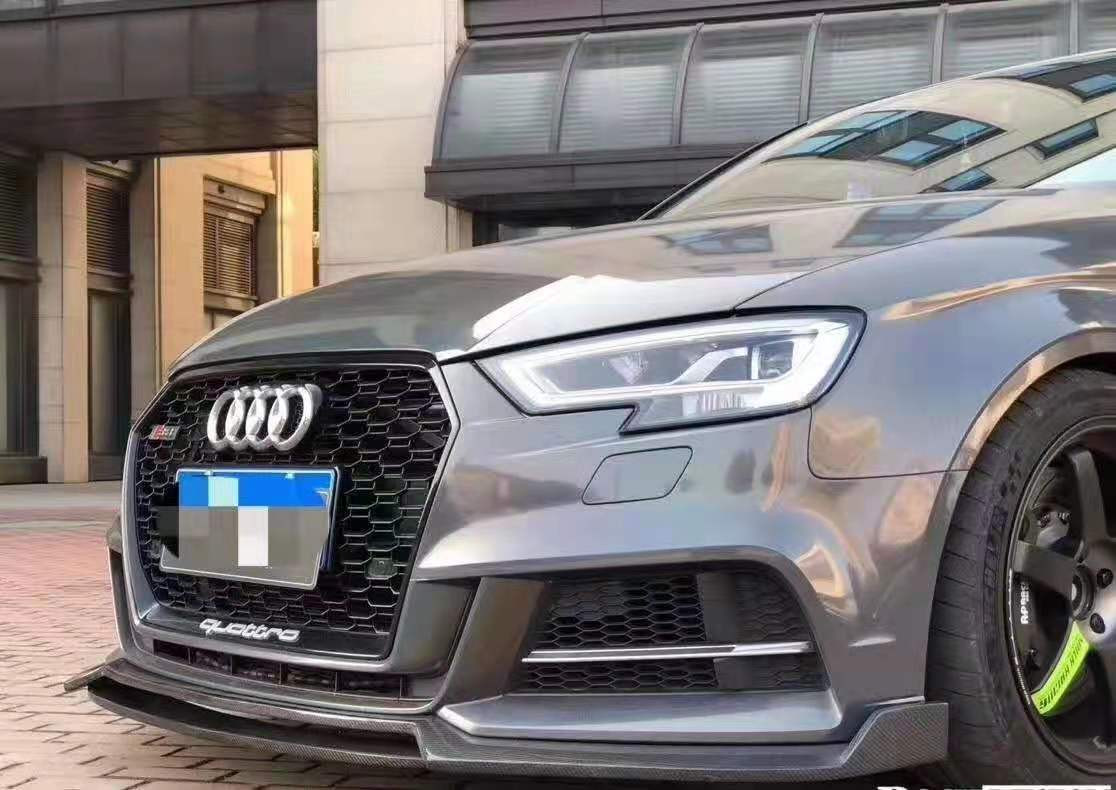 Painted Black Front Bumper Lip Splitter Kit – For Audi A3 / S3 Sport (2017-2020)