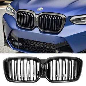 2022-2025 BMW X3 & X4 M (G01/G02/F97/F98) Carbon Fiber Dual Slat Grilles