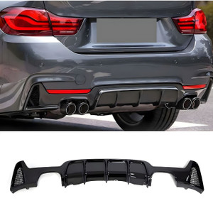 BMW 4 Series F32 F33 F36 Gloss Black M Performance Style Rear Bumper Diffuser