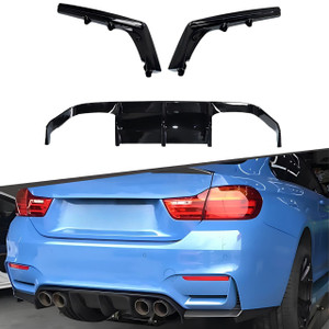 BMW M3 M4 F80/F82/F83 3-Piece Gloss Black V Style Diffuser