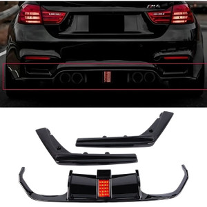 BMW M3 M4 F80/F82/F83 3-Piece Gloss Black V Style Diffuser with LED Brake Light