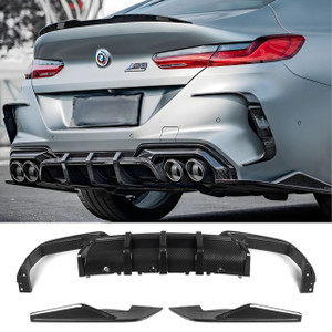 BMW M8 (F91/F92/F93) Carbon Fiber SQ Style 3-Piece Rear Diffuser