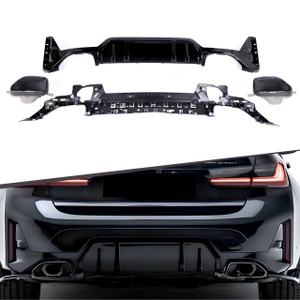 2023+ BMW G20 330i/M340i 3 Series LCI Gloss Black M Tech Style Diffuser + Exhaust Tips Set