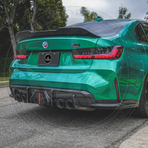 BMW G80-G82-G83 M3 M4 Carbon Fiber AK Style Diffuser with Brake Light - Right-Side- 2- Monaco Motorsports