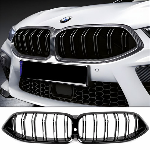 BMW M8 840i M850i Dual Slat Grilles (Black, Tri-Color, Carbon Fiber)
