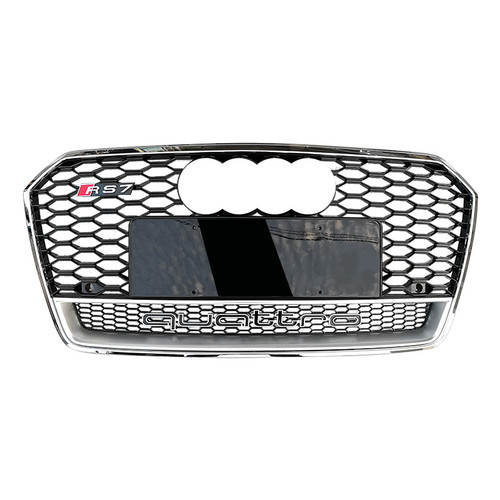 2016-2018 Audi RS7 Honeycomb Grille with Quattro in Lower Mesh | C7.5 A7/S7