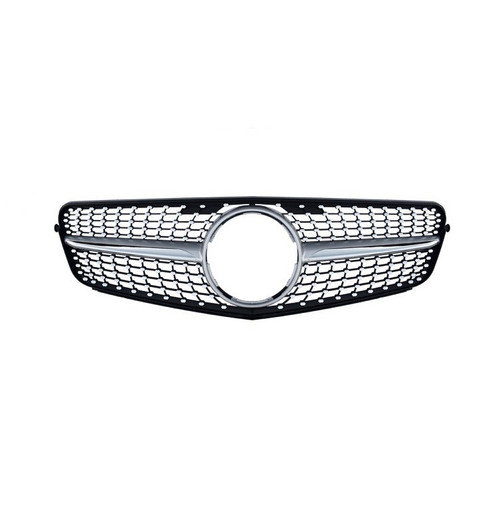 2008-2014 MERCEDES-BENZ C-CLASS DIAMOND STYLE SILVER FRONT GRILLE - W204 -  Monaco Motorsports