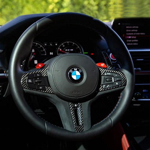 2017-2023 BMW G30 5 Series M Sport Carbon Fiber Alcantara Steering Wheel Trim