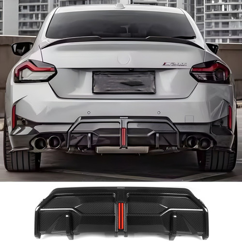 2022+ BMW G42 230i & M240i SQ Style Carbon Fiber Diffuser w/ LED Brake Light